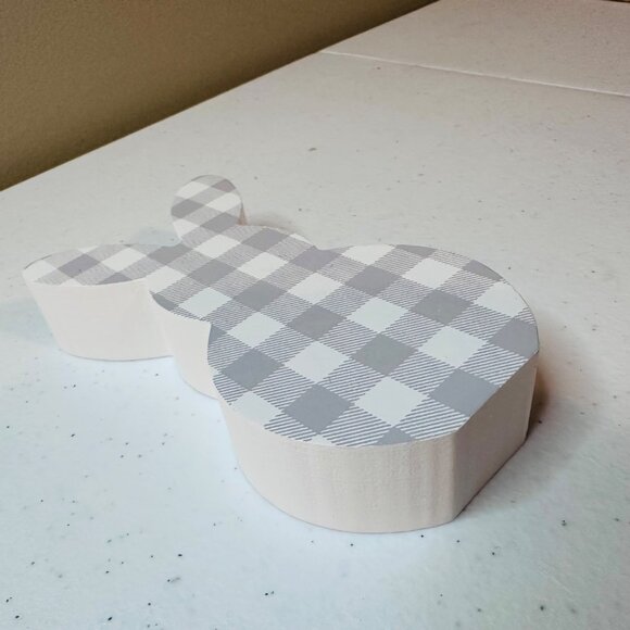 Buffalo Plaid Easter Bunny Decoration Springtime Tiered Tray Spring Decoration - Picture 7 of 7